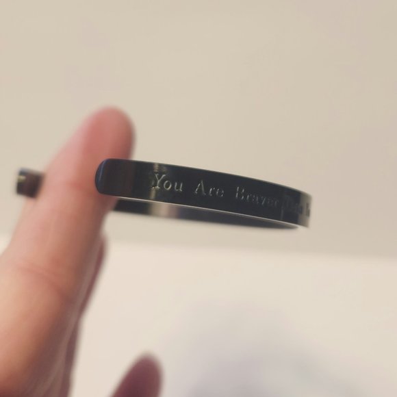 NWT Inspirational "You are brave" black cuff bracelet - Picture 2 of 7